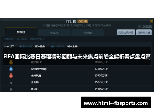 FIFA国际比赛日赛程精彩回顾与未来焦点前瞻全解析看点盘点篇 FIFA国际比赛日赛程精彩回顾与未来焦点前瞻全解析看点盘点篇